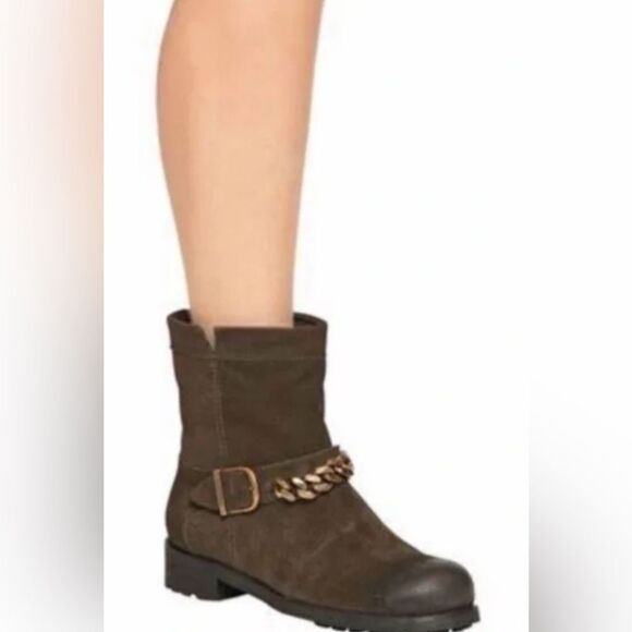 Jimmy Choo 132 Daze Waxed Toe Suede Chain Moto Combat Booties SZ 36/US 6 - Picture 2 of 13